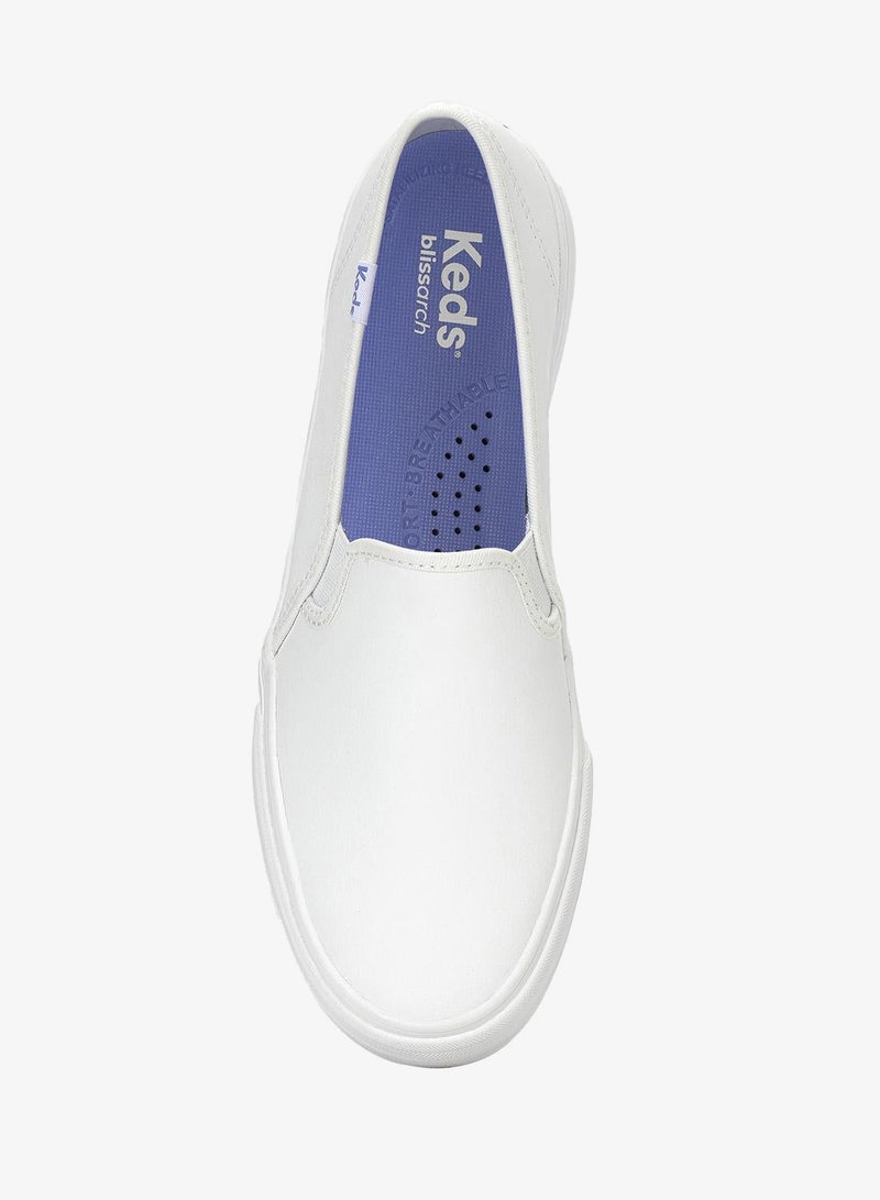 Keds Women's Double Decker Slip On Leather Casual Sneaker White - Image 5